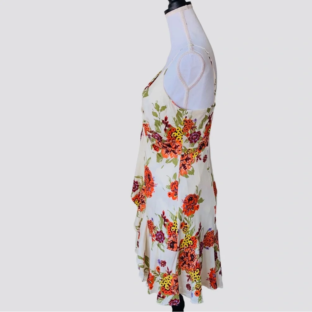 FREE PEOPLE HAPPY HEART FLORAL RUCHED MINI DRESS
